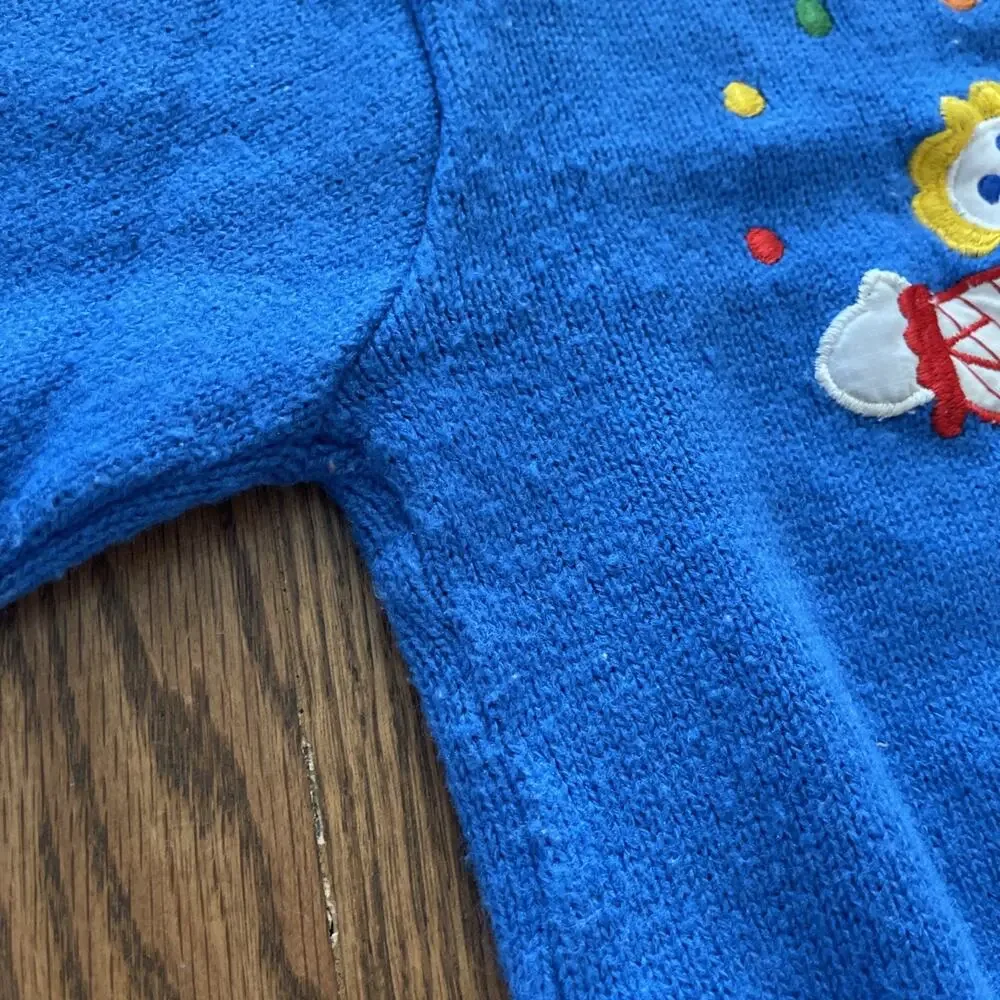 Vintage Clown Circus Sweater Knit Embroidered Baby Toddler Sz 24 Month Colorful